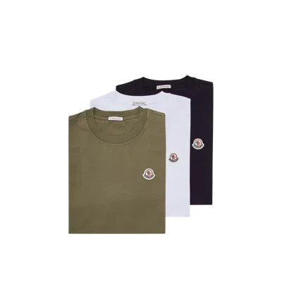 Moncler T-shirts En Coton À Logo (lot De 3) In White