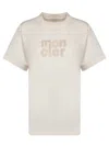 Moncler White Logo-embroidered T-shirt In Neutral