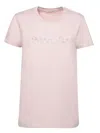 Moncler Nude Cotton T-shirt With Embroidered Logo In Pink