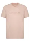 Moncler Logo Cotton Crew Neck T-shirt In Pink