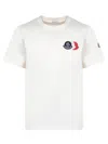 Moncler Ivory Cotton Tricolour Logo T-shirt In White