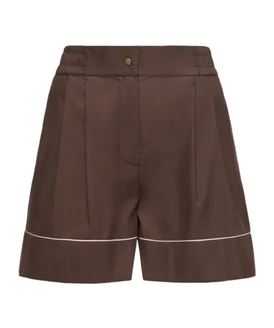 Moncler Shorts Casual Style Lightweight Fabric Pleated In Brown
