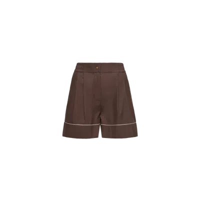 Moncler Tailored Cotton Blend Shorts, Women, Brown, Size: 44