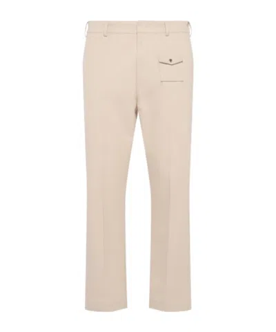 Moncler Tailored Cotton Gabardine Pants In Neutral