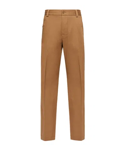 Moncler Tailored Cotton Pants In Brown
