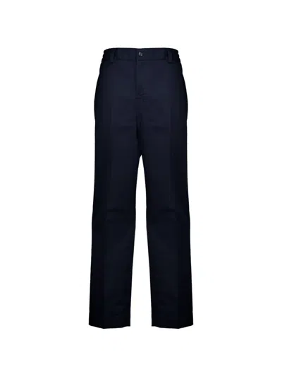Moncler Tailored Cotton Trousers In Blue