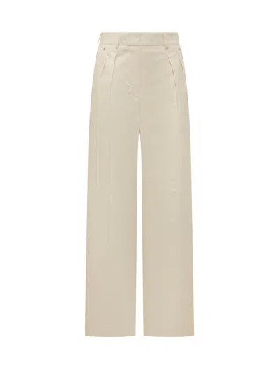 Moncler Pleated Wide-leg Trousers In White
