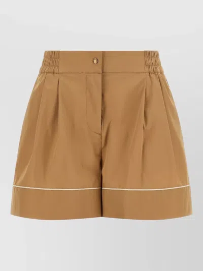 Moncler Tailored Shorts Button Detail Pleated Front In Brown