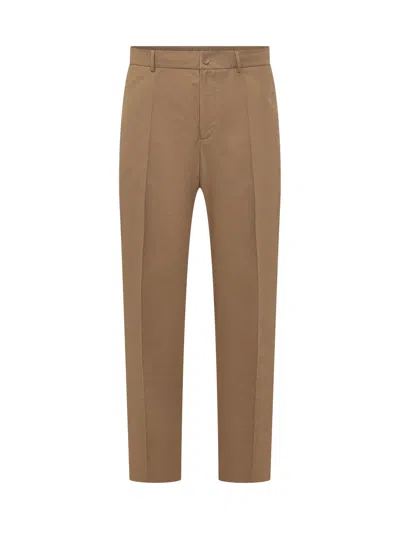 Moncler Tailored Summer Pants With Pleats In Brown