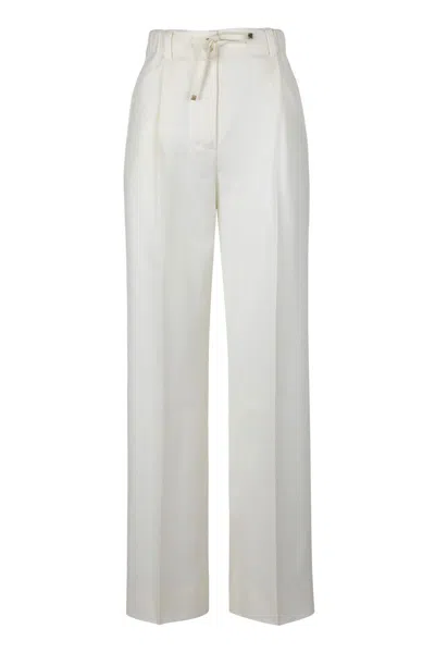 Moncler Tailored Trousers In Wool Gabardine In White