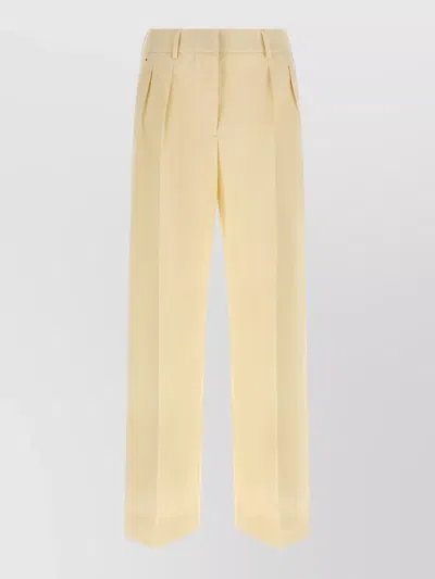 Moncler Tailored Trousers Pleated Front Belt Loops In Yellow