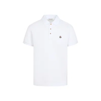 Moncler Cotton Polo Shirt With Logo Patch In White