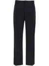 Moncler Wool Blend Straight Leg Trousers In Blue