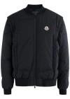 Moncler Taku Logo Padded Shell Bomber Jacket In Navy