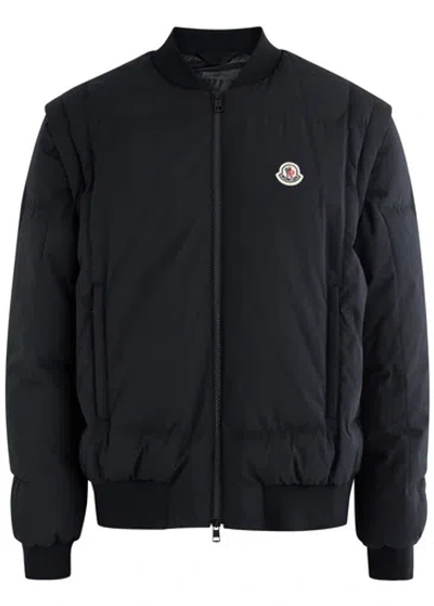 Moncler Taku Logo Padded Shell Bomber Jacket In Navy
