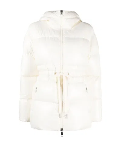 Moncler Taleve Logo-patch Belted Quilted-down Coat In White