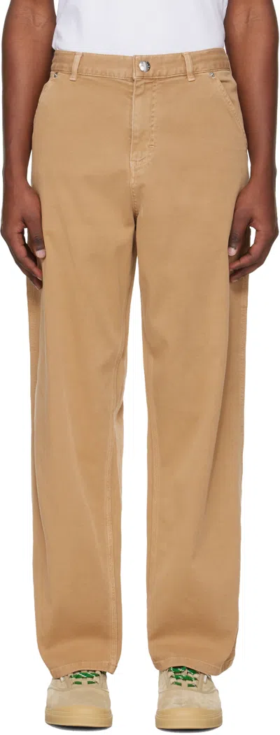 Moncler Tan Cotton Blend Gabardine Cargo Pants In Neutral