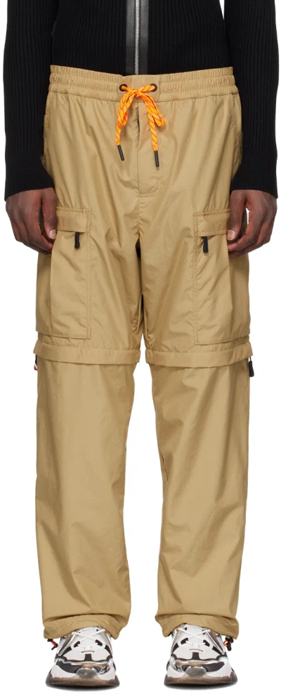 MONCLER TAN DRAWSTRING CARGO PANTS