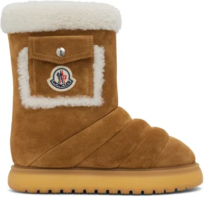 MONCLER TAN GAIA POCKET MID SNOW BOOTS