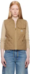 Moncler Tan Vigny Diamond-quilted Padded Linen Vest