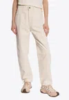 Moncler Tapered-leg High-rise Jeans In Cream