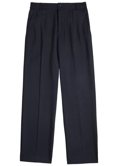 Moncler Tapered-leg Seersucker Trousers In Black