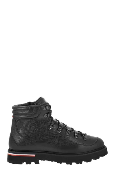 Moncler Tassel Leather Trekking Boots In Black