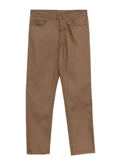 Moncler Taupe Cotton Polyester Trousers In Brown