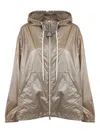 Moncler Metallic Drawstring Hood Jacket In Grey
