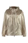Moncler Tazenat Zip-up Hooded Jacket In Gold