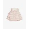 Moncler Light Pink Tazui Hooded Shell-down Jacket 9 Months-3 Year In Pink