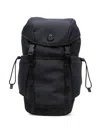 Moncler Canvas Backpack Front Flap Side Pockets In Blue