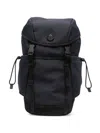 Moncler Canvas Backpack Front Flap Side Pockets In Black