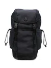 Moncler Canvas Backpack Front Flap Side Pockets In Blue