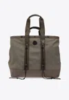 Moncler Logo Patch Tote Bag In Green