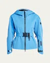 Moncler Teche Belted Parka Jacket In Turquoise