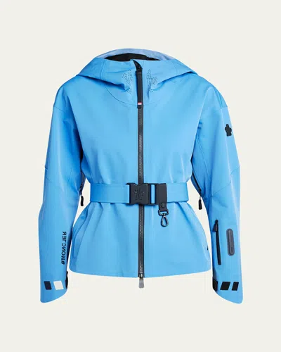 Moncler Teche Belted Parka Jacket In Turquoise