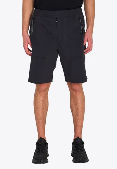 Moncler Technical Crinkle Shorts In Black