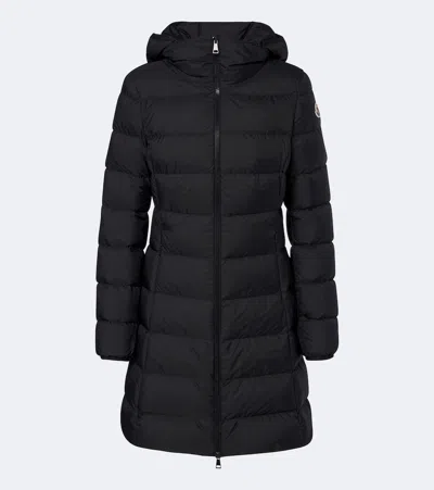 Moncler Technical Down Coat In Black