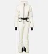 Moncler Tailored Suit With Belted Waist And Quilted Sleeves In White