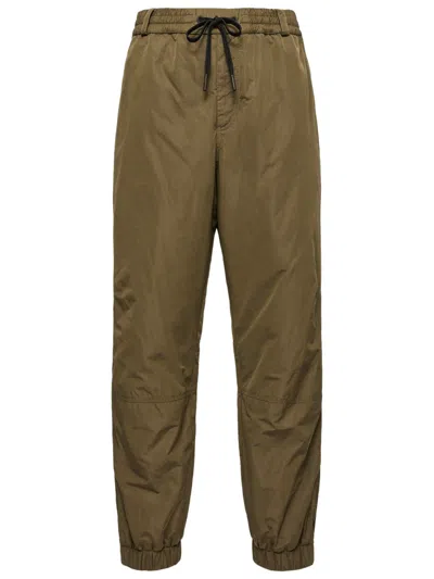 Moncler Technical Fabric Drawstring Waist Trousers With Adjustable Hem Pockets In Multi