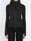 Moncler Quilted High Collar Long Sleeve Cardigan In Black