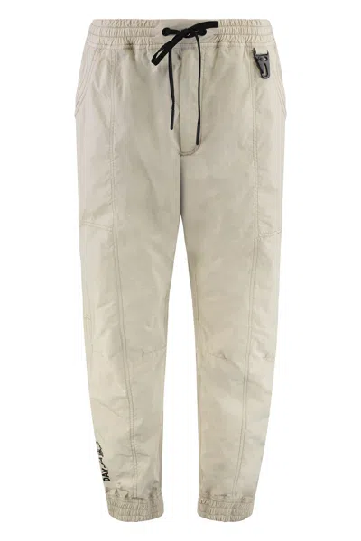Moncler Technical Fabric Trousers Elastic Cuffs Pockets In Neutral