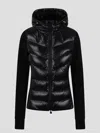 Moncler Quilted Fleece Jacket With Hood And Sleeves In Black