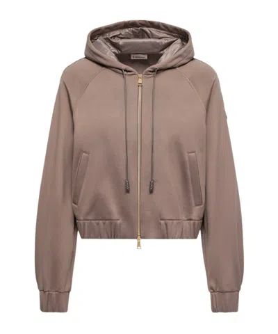 Moncler Technical Fleece Zip-up Cardigan In Brown