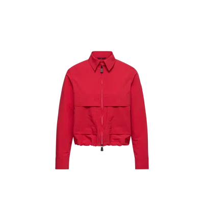 Moncler Chemise À Manches Longues En Tissu Technique Froissé, Femme, Rouge, Taille: Xs In Red