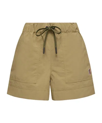 Moncler Technical Froissé Shorts In Brown