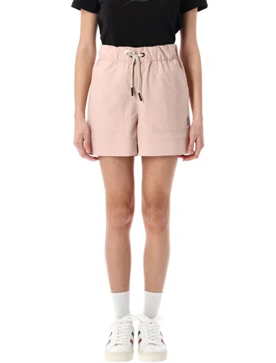 Moncler Waistband Elastic Pockets Side Shorts In Neutrals