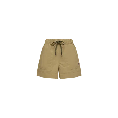 Moncler Short En Froissé Technique, Femme, Vert, Taille: Xs In Brown