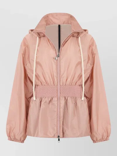 Moncler Technical Hooded Windbreaker Adjustable Waist In Pink